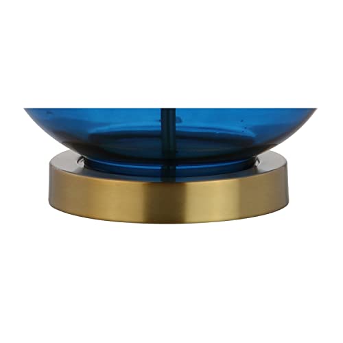 JONATHAN Y 25" Cobalt Blue/Brass Gold and Brass Gold Glass Table Lamp Set of 2 for Bedroom, Modern Bedside Lamp for Living Room Nightstand, White Linen Drum Shade, LED Bulb Included (JYL1068C-SET2) by JONATHAN Y - Image 6