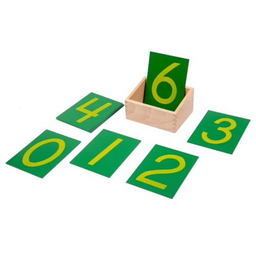 Image of Adena Montessori Wooden Math Counting,Sandpaper Numbers with Box for Toddlers Kids,Early Development Math Material for Preschool Learning Education Toys,Sensory 0-9 Cards Montessori Flash Cards