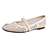 rismart Mujer Malla Bailarinas Correa Informal Oficina Net Bailarina Zapatos, Almendra, 37 EU