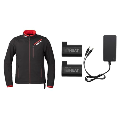 【セット買い】RSタイチ(RS TAICHI) バイク 電熱 インナージャケット 秋冬 防風 防寒 保温 3段階温度調整 e-HEAT インナージャケット RSU637 BLACK/RED XL + e-HEAT 7.2V充電器&バッテリーセット/3-5T