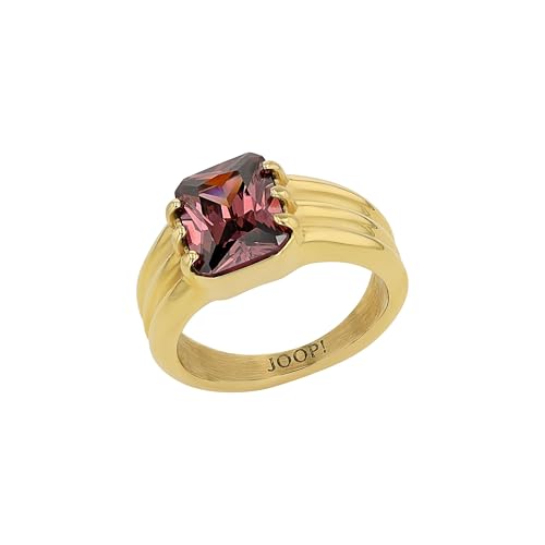 JOOP! Ring für Damen, Edelstahl, 11 mm, mit Zirkonia, gold, Geschenkidee, kommt in Schmuck Geschenk Box