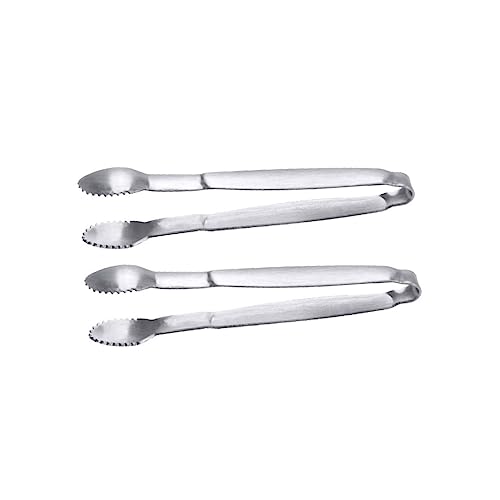 FUNOMOCYA 2 Pack Stainless Steel Ice Cube Tongs Multi-functional Food Clip for Sugar Appetizers Tea Party Candy Bar Breakfast