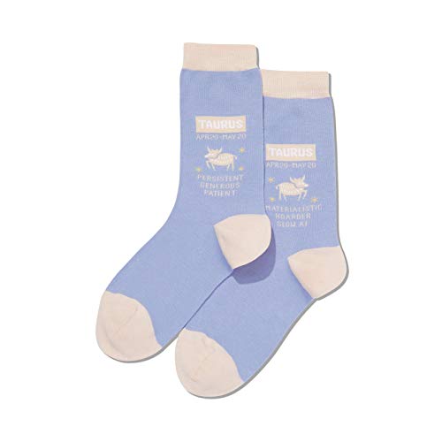 Image of Hot Sox Womens Taurus Zodiac Crew Socks, Womens Shoe Size 4-10.5, Periwinkle