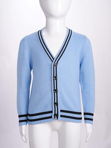 ACSUSS Children Boys School Uniform Kids Cotton V-Neck Knit Long Sleeve Cardigan Sweater 3-14 Years3