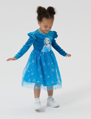 Image of Disney Girls' Tulle Tutu Dress Birthday Party Outfit Baby /Toddler | Officially Licensed, Frozen Elsa, Minnie, Princess, Velvet Top with Belt, Multi-Layer Mesh Skirt, Ruffle Long Sleeve Clothes