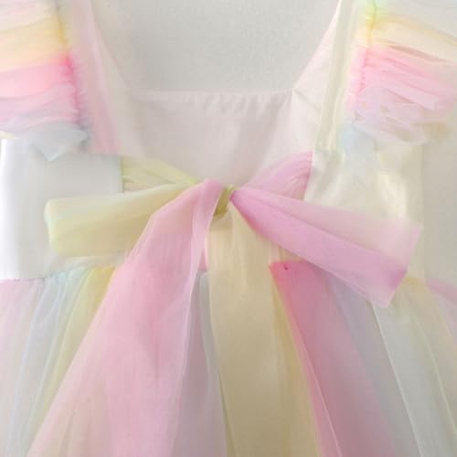 Image of Tutu.kk Toddler Girls Vintage Party Dress Ruffled Sleeve A-Line Tulle Flower Girl Dresses for Wedding,Birthday