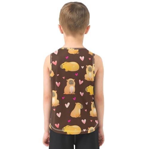 J JOYSAY Cartoon Capybara Heart Boys Tank Top Sleeveless Muscle Shirts Quick Dry Kids T-Shirts 3-15T3