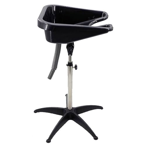 Lavabo de coiffeur mobile réglable en hauteur, portable pour la maison, le salon, le salon de coiffure, noir