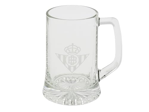 CYPBRANDS Real Betis Balompié, jarro de cerveja, vidro, capacidade de 280 ml, transparente, produto oficial