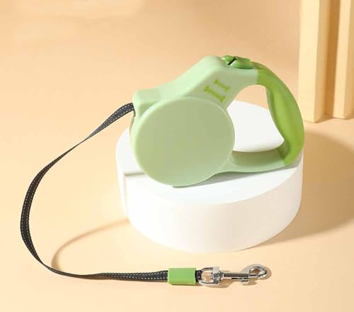 feiling Guinzaglio retrattile per cani di piccola taglia, riflettente, per cani di piccola taglia, gatti, allungabile, 5 metri (verde, 3 m)
