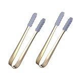 ANDRESLAD 2 pièces Pinces à Glaçons Silicone et Acier Inoxydable Mini Pinces Alimentair...