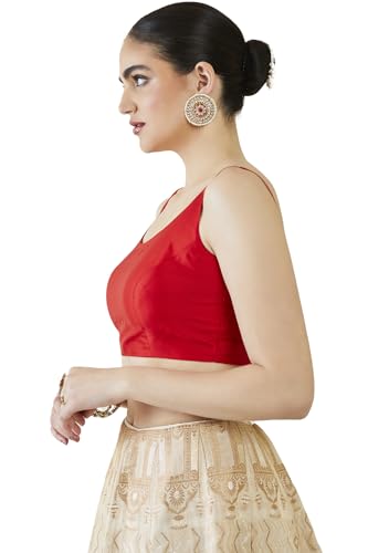 Image of Soch Womens Taffeta Solid Sleeveless Padded Blouse