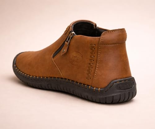 Image of Kraasa Men's Stylish Trendy Sneakers | High Tops Synthetic Side Zipper Casual Shoes | Ultra Soft Cushioned Insole | Airmix Sole Footwear
