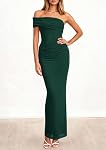 PRETTYGARDEN Women's 2026 Wedding Guest Cocktail Dresses One Off The Shoulder Ruched Bodycon Formal Maxi Party Summer Outfits