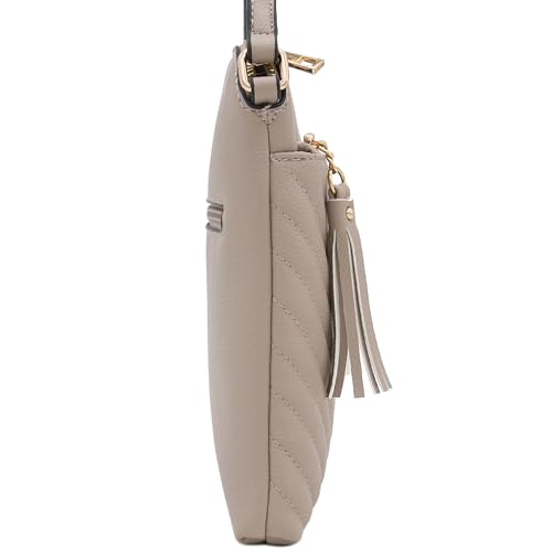 Image of FashionPuzzle Chevron Quilted Medium Crossbody Bag with Tassel Accent