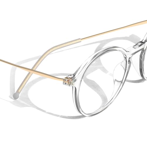 Image of VISOONE Lightweight Anti-Slip Blue Light Blocking Glasses Niko | Clear Lense UV400 Round Frame Fashion Cute Slim Eyewear for Women Men non prescription