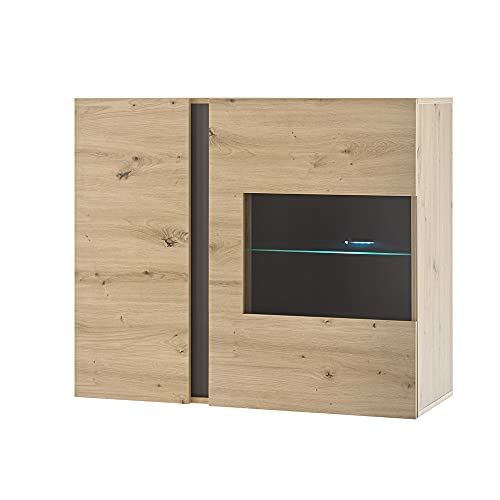 Lomadox TV Wohnwand 3-TLG inkl. Beleuchtung in Eiche Artisan Nb. mit Absetzungen in Graphit grau, B/H/T: ca. 245/180/40 cm – Bild 6