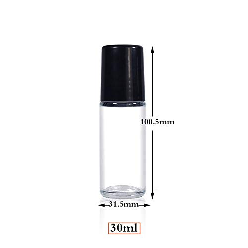 4PCS 30ml Essential Oil Roller Bottles, Empty Refillable Clear Glass Roll-on Bottles with Plastic Roller Balls and Black Lids3