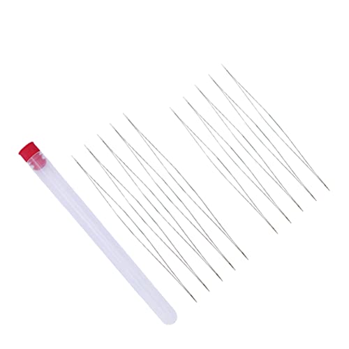 Tofficu 10pcs Big Eye Beading Needles Kit Metal Beading Needles for Jewelry Making for Bracelets Earrings Necklaces Storage Bottle Included