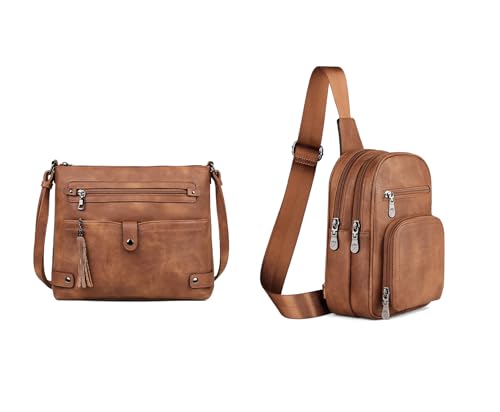 FADEON Crossbody Bags Purses for Women & Sling Bags Brown Collection