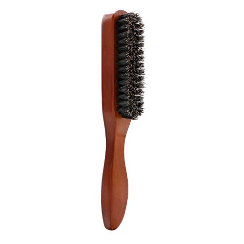 Boar Bristle Beard Brush for Men, Kimqi Stiff Moustache Brush with Handle for Untangling Beard