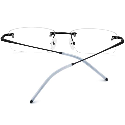 Image of Titanium Glasses Frame,Rimless Optical Eyewear Eyeglasses for Men and Women
