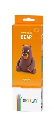Image of HEY CLAY Forest Animals - Claymate Bear - Air Dry Clay Kit 3 cans and Sculpting Tools with Fun Interactive Instructions App