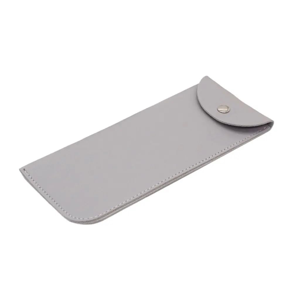 Funda protectora de piel sintética para gafas de sol, funda protectora para gafas de lectura, funda protectora con hebilla de metal portátil (gris claro, 6 piezas), gris claro, Talla única