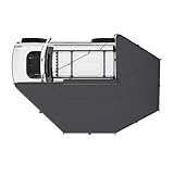 EROMMY 270 Degree Car Side Awning with Built-in LED Light, L-Shaped Side & Rear Coverage for SUV, Van, Camper and Truck, Waterproof Overland Camping Shelter