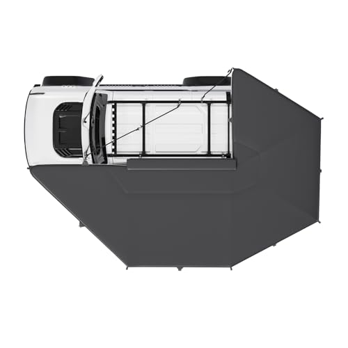 EROMMY 270 Degree Car Side Awning with Built-in LED Light, L-Shaped Side & Rear Coverage for SUV, Van, Camper and Truck, Waterproof Overland Camping Shelter