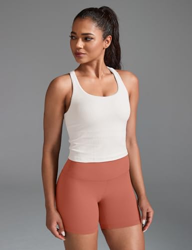 Image of HeyNuts Zeal Bras Longline Ribbed Medium Support Sports Bras, Crisscross Back Tank Tops with Removable Pads A-D Cups