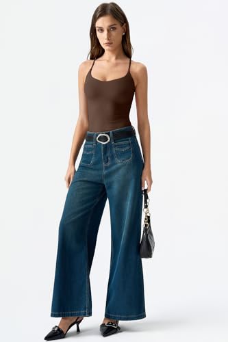 Image of QINSEN Womens Cross Back Tank Top V Neck Double Lined Camisole Top Sleeveless Spaghetti Strap Going Out Tops