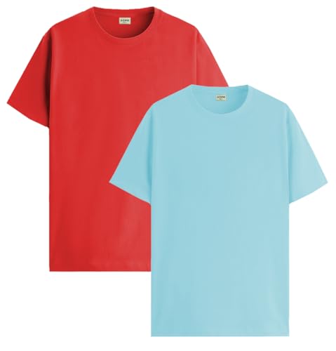 Image of ADRO Men's Cotton Regular Fit Combo Plain Solid T-Shirt Pack of 2