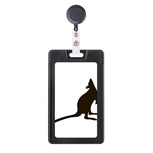 Porte-badge rétractable cordon extensible motif kangourou noir durable