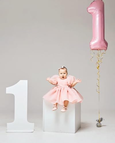 Image of Number Balloons 21 Balloon 40 inch Pearl Pink for 12 21 Birthday Decoration | Saturated Color, Large 40 in, With Straw & Hanging Hole, For Back-to-School Season, Wedding, Christmas, New Year, Anniversary