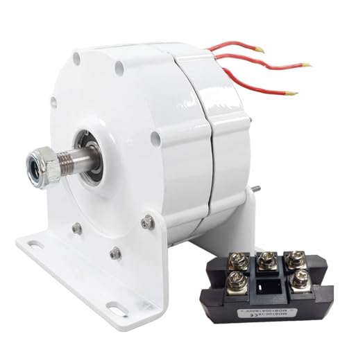 Generador de imán Permanente 1000W 12V TrifáSico sin Engranajes Generador de Motor eléctrico de imán Permanente Tierras Raras, Dinamo de Motor eléctrico 750rpm,con base y rectificador
