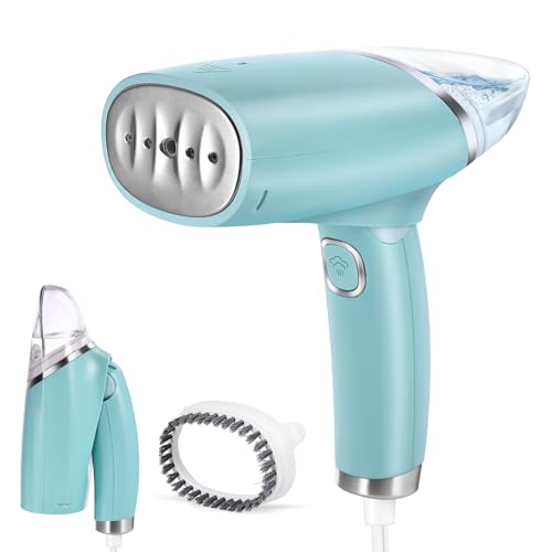 Lychico 1000w Clothes Steamer, Travel Handheld Steamer, Detachable 100ml Water Tank, 25S Fast Heat-up for Wrinkle Removal, Foldable, Portable Compact Design for Home, Office & Travel, Green