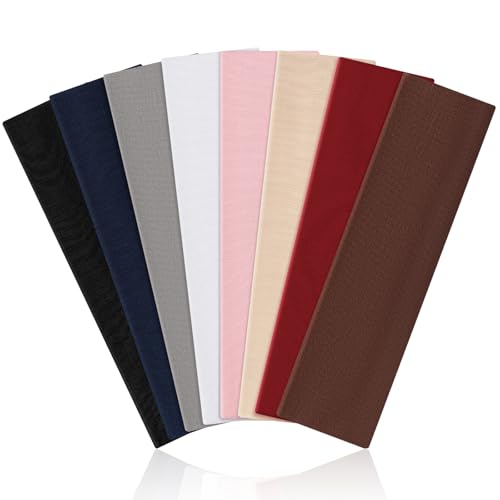 Kavya Diademas Mujer, Elástica Cinta Pelo Deporte Antideslizante Headband Unsiex Accesorios Mujer para Yoga Sport Gym Running(8 Unidades, Negra)