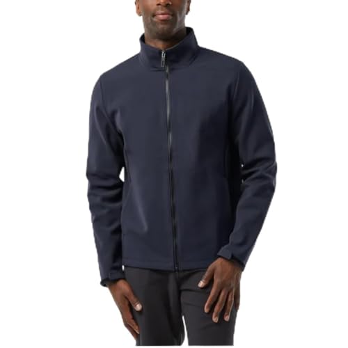 32 Degrees Men's Full Zip Jacket – Regular Fit, Outdoor Casual, Adjustable Cuffs, Stand Collar, Brushed Interior, Active Zip Coat (Blue, L)