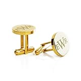 Premium Gold Custom Cuff Links Mens • Round Personalized Cufflinks for Men • Engraved Initial, Date, Handwriting, Crest, Logo • Groomsmen Cufflinks • Personalized Gifts for Men (Round, Gold)