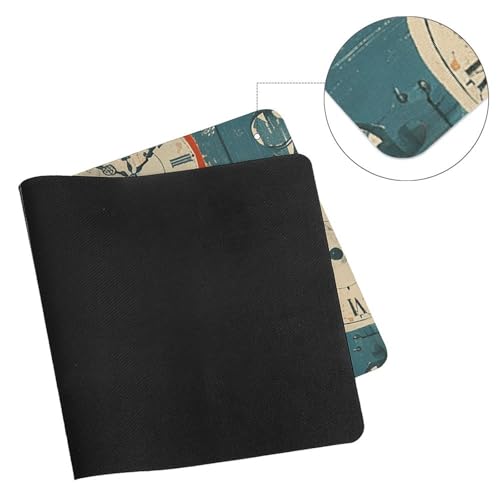 Desk Pad Protector 24x12 Inch Extended Retro Clock Pattern miniatura 7