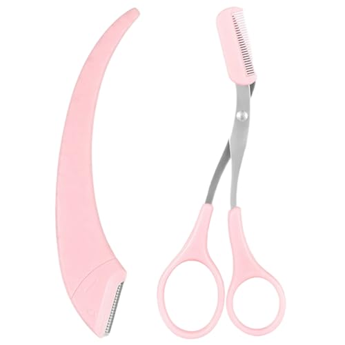 Tijeras profesionales de corte de cejas con peine, juego de 2 piezas para dar forma precisa, cuchillas de acero inoxidable para principiantes y profesionales, herramientas de peinado de fácil agarre