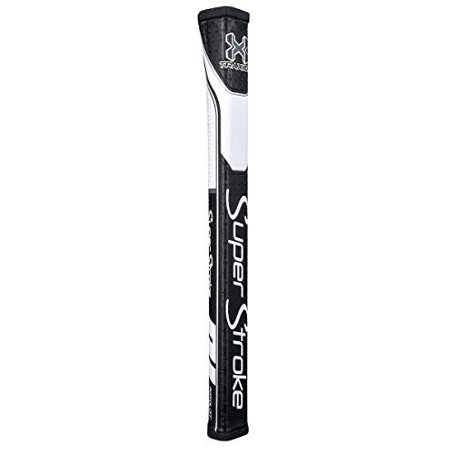 SuperStroke Traxion Pistol GT™ Tour Golf Putter Grip, Black/White (Pistol GT™ Tour) | Advanced Surface Texture that Improves Feedback and Tack | Minimize Grip Pressure with a Unique Parallel Design