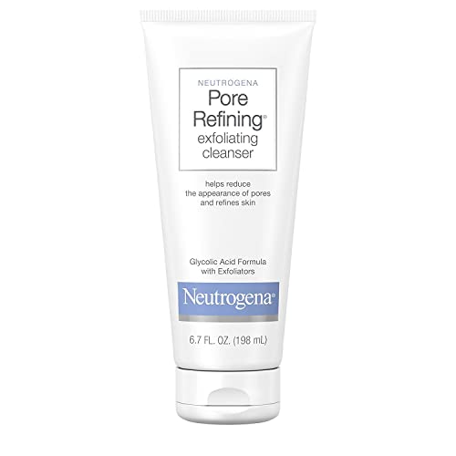 Neutrogena Pore Refining Exfoliating Facial Cleanser with Glycolic Acid Formula, Daily Exfoliating Face Wash with Alpha & Beta Hydroxy Acid to Minimize Pores, Non-Comedogenic & Soap-Free, 6.7 ...