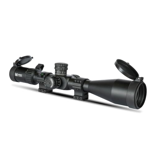 Monstrum Hornet 6-24x50 FFP Rifle Scope | Includes Zero Stop, Scope Level, and Detachable Sunshade | MIL Reticle