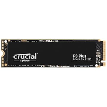 Crucial, SSD P3 Plus 2TB NVMe M.2 2280 (Leitura até 5000MB/s e Gravação até 4200MB/s)