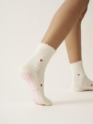 Image of Shapes Studio Half Calf Grip Socks, Cute Fruit Pilates Socks, Ruffle Socks, Non-Slip for Barre Yoga