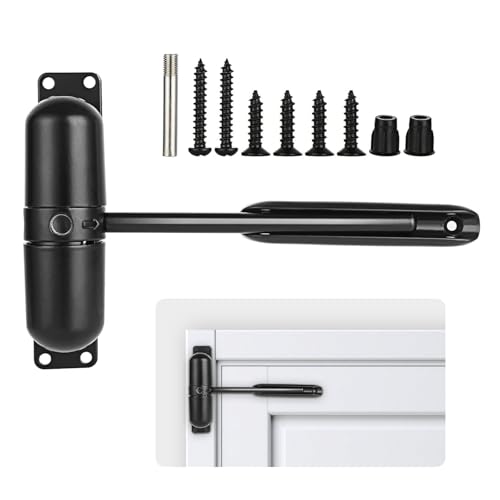 Raisand Ferme-Porte Automatique, Ferme Porte à Ressort de Traction Noir pour Portes Intérieures de Jardin, Portes Extérieures, Portails, Portes D'abri de Jardin