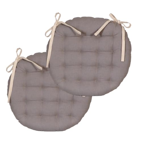 Atout Ciel Lot de 2 Galettes de Chaise Rondes Bicolores D.40cm, Beige/Gris
