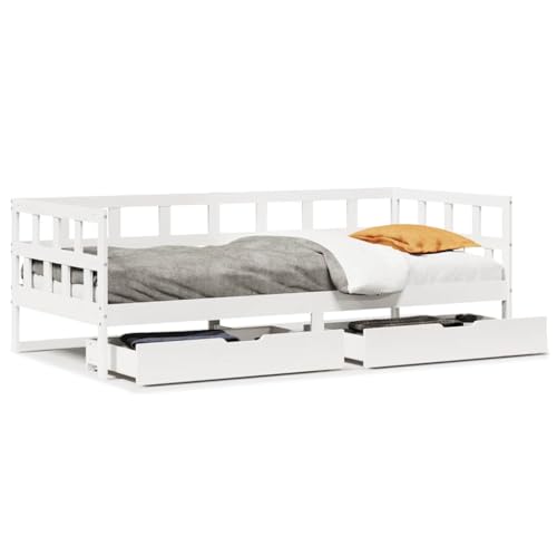 Kangmusi 3302086 - Cama de día con cajones (80 x 200 cm, madera de pino), color blanco